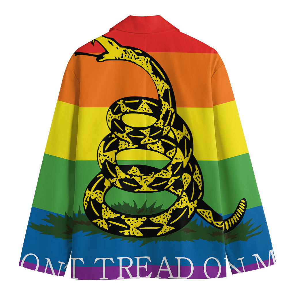 LGBT Rainbow Gadsden Flag Print Men's Cotton Blazer