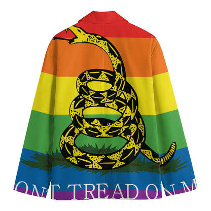 LGBT Rainbow Gadsden Flag Print Men's Cotton Blazer