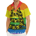 LGBT Rainbow Gadsden Flag Print Men's Deep V-Neck Shirt