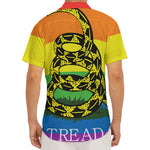 LGBT Rainbow Gadsden Flag Print Men's Deep V-Neck Shirt