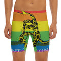 LGBT Rainbow Gadsden Flag Print Men's Long Boxer Briefs