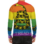 LGBT Rainbow Gadsden Flag Print Men's Long Sleeve Rash Guard
