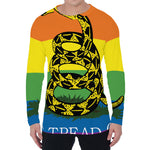 LGBT Rainbow Gadsden Flag Print Men's Long Sleeve T-Shirt