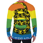 LGBT Rainbow Gadsden Flag Print Men's Long Sleeve T-Shirt