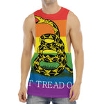 LGBT Rainbow Gadsden Flag Print Men's Muscle Tank Top