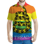 LGBT Rainbow Gadsden Flag Print Men's Polo Shirt