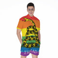 LGBT Rainbow Gadsden Flag Print Men's Romper