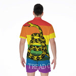 LGBT Rainbow Gadsden Flag Print Men's Rompers