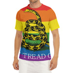 LGBT Rainbow Gadsden Flag Print Men's Short Sleeve Rash Guard
