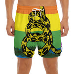 LGBT Rainbow Gadsden Flag Print Men's Split Running Shorts