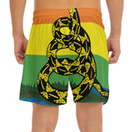 LGBT Rainbow Gadsden Flag Print Men's Split Running Shorts