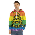 LGBT Rainbow Gadsden Flag Print Men's Velvet Pullover Hoodie