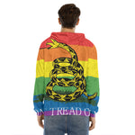LGBT Rainbow Gadsden Flag Print Men's Velvet Pullover Hoodie