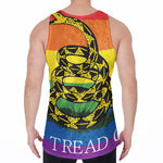 LGBT Rainbow Gadsden Flag Print Men's Velvet Tank Top
