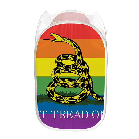 LGBT Rainbow Gadsden Flag Print Mesh Laundry Hamper