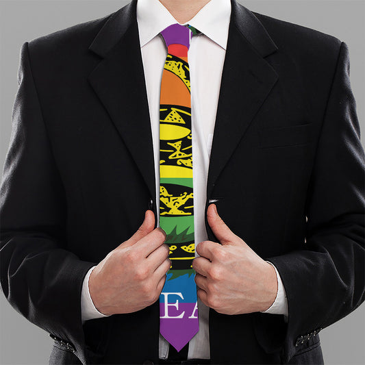 LGBT Rainbow Gadsden Flag Print Necktie