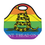 LGBT Rainbow Gadsden Flag Print Neoprene Lunch Bag