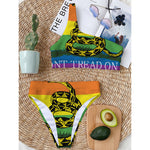 LGBT Rainbow Gadsden Flag Print One Shoulder Bikini Top