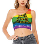 LGBT Rainbow Gadsden Flag Print One Shoulder Crop Top