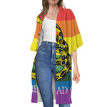 LGBT Rainbow Gadsden Flag Print Open Front Beach Cover Up