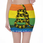 LGBT Rainbow Gadsden Flag Print Pencil Mini Skirt