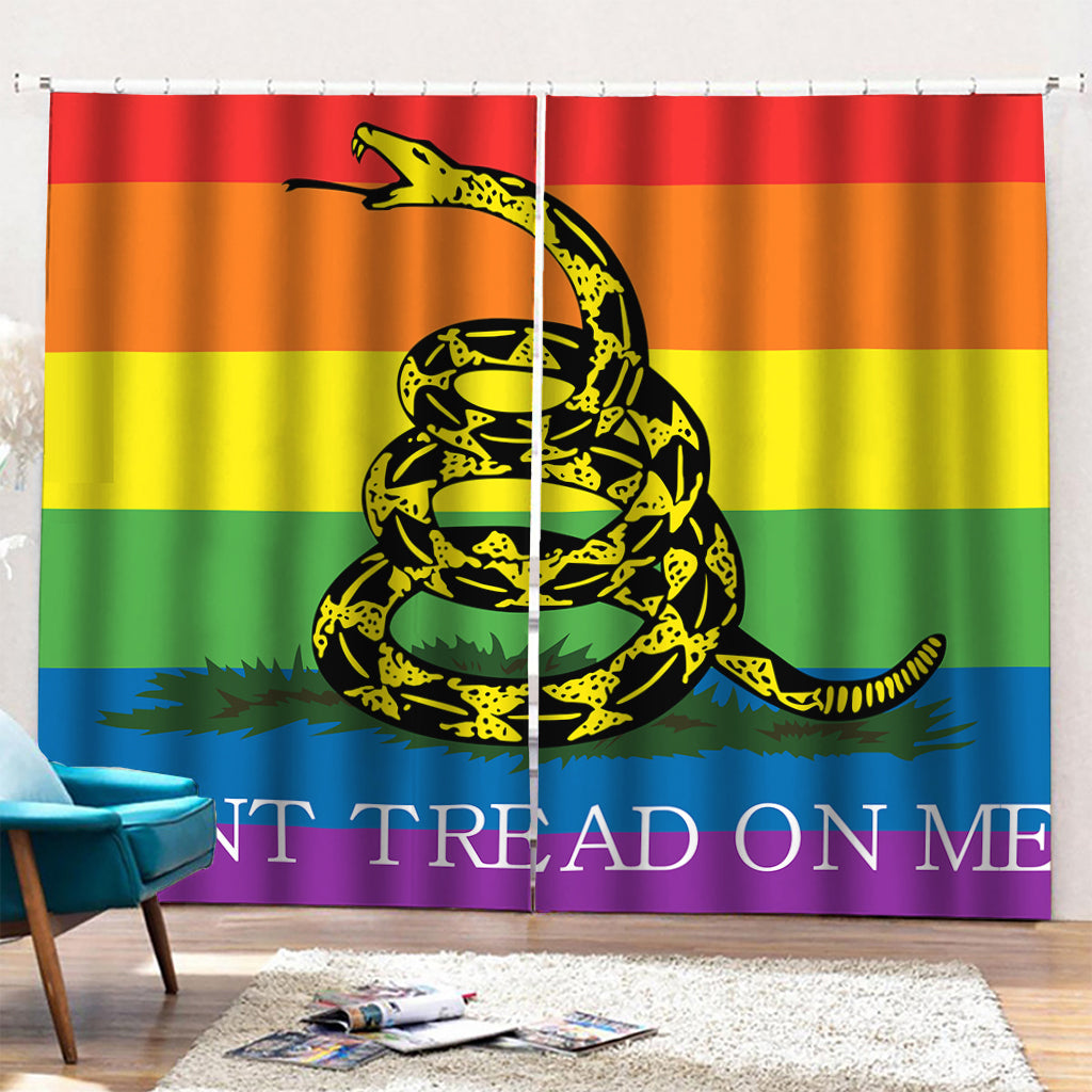 LGBT Rainbow Gadsden Flag Print Pencil Pleat Curtains