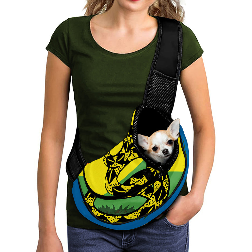 LGBT Rainbow Gadsden Flag Print Pet Sling Carrier