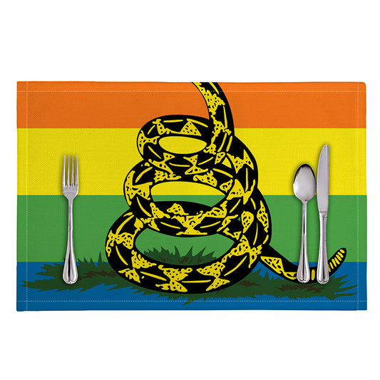 LGBT Rainbow Gadsden Flag Print Placemat