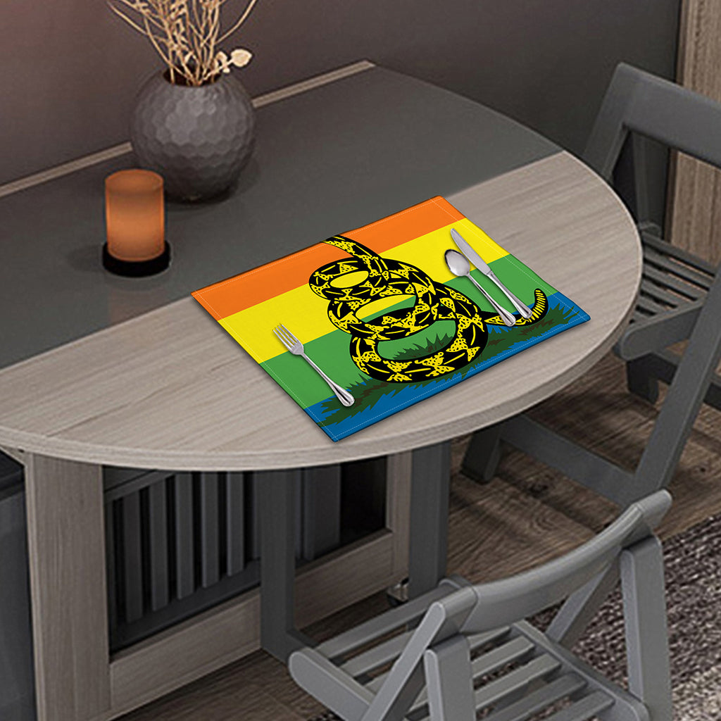 LGBT Rainbow Gadsden Flag Print Placemat