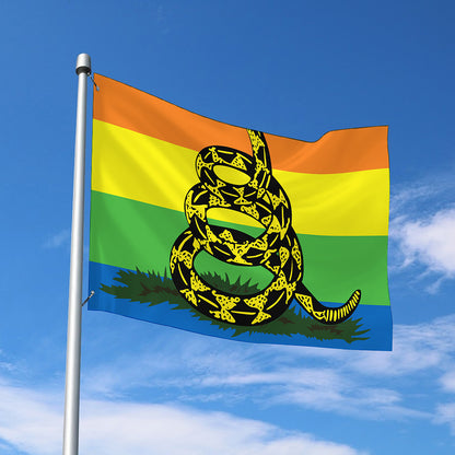 LGBT Rainbow Gadsden Flag Print Polyester Flag
