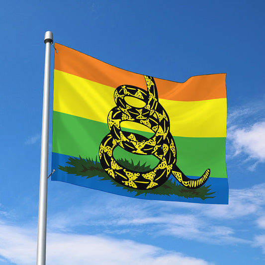 LGBT Rainbow Gadsden Flag Print Polyester Flag