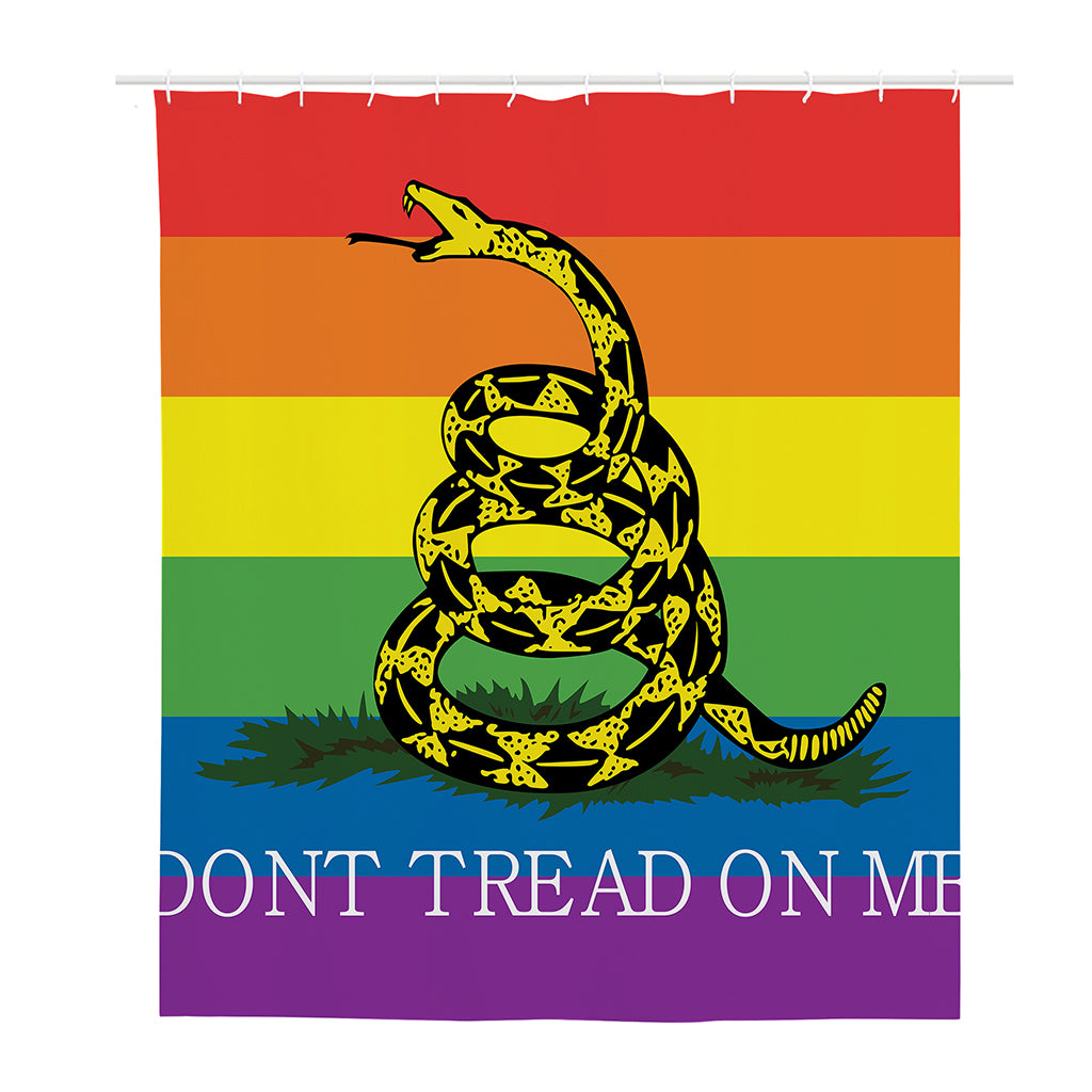 LGBT Rainbow Gadsden Flag Print Polyester Shower Curtain