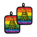LGBT Rainbow Gadsden Flag Print Pot Holders