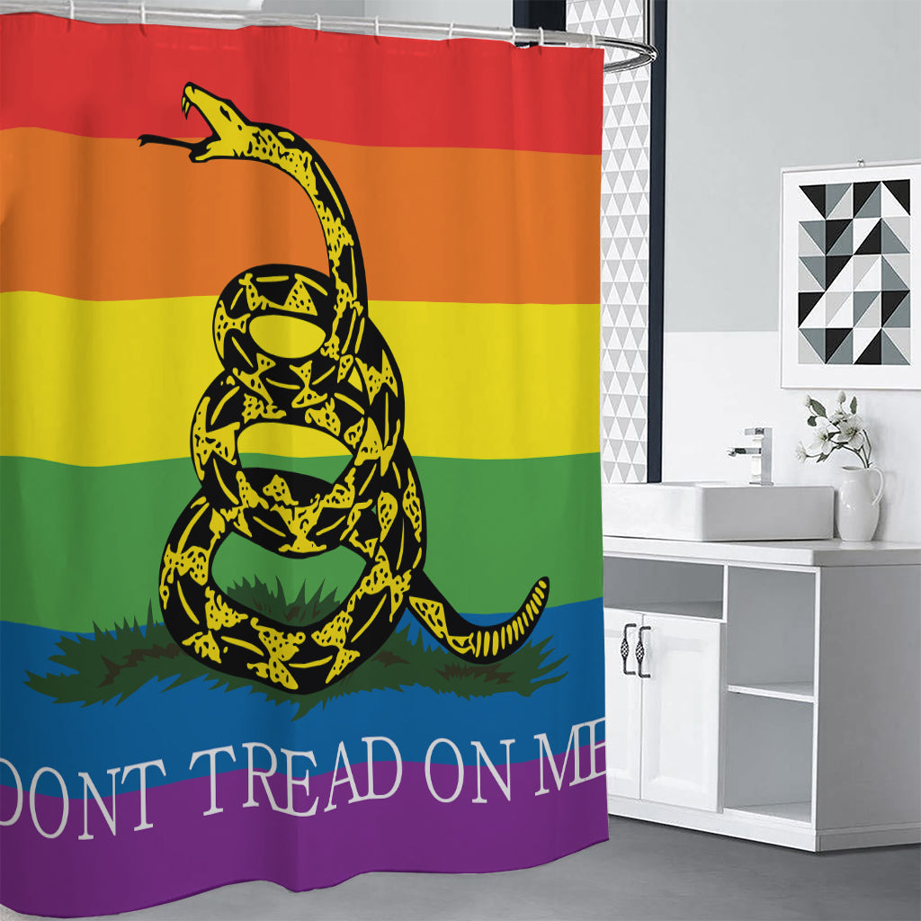 LGBT Rainbow Gadsden Flag Print Premium Shower Curtain