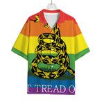 LGBT Rainbow Gadsden Flag Print Rayon Hawaiian Shirt