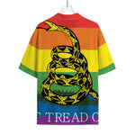 LGBT Rainbow Gadsden Flag Print Rayon Hawaiian Shirt