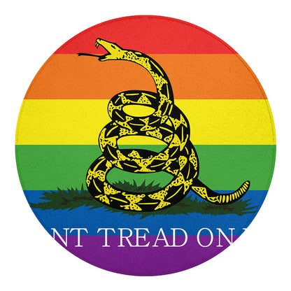 LGBT Rainbow Gadsden Flag Print Round Blanket