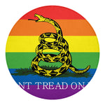LGBT Rainbow Gadsden Flag Print Round Blanket