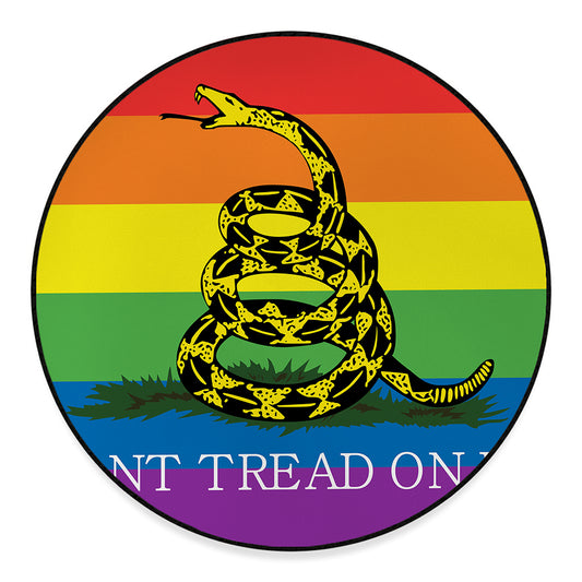 LGBT Rainbow Gadsden Flag Print Round Floor Mat