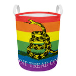 LGBT Rainbow Gadsden Flag Print Round Laundry Basket