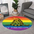 LGBT Rainbow Gadsden Flag Print Round Rug