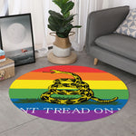 LGBT Rainbow Gadsden Flag Print Round Rug