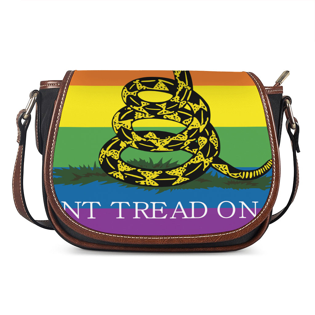 LGBT Rainbow Gadsden Flag Print Saddle Bag