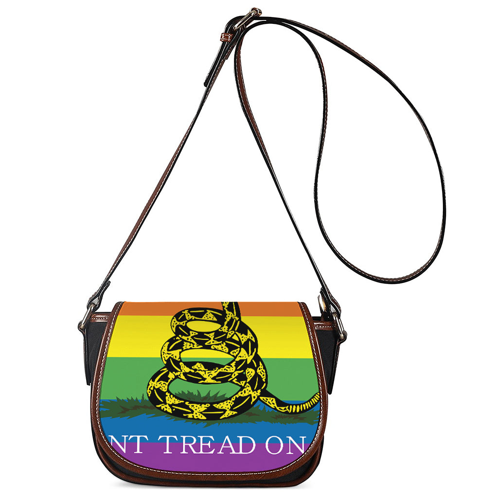 LGBT Rainbow Gadsden Flag Print Saddle Bag