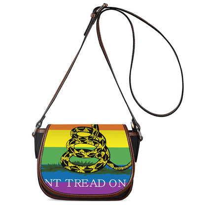 LGBT Rainbow Gadsden Flag Print Saddle Bag