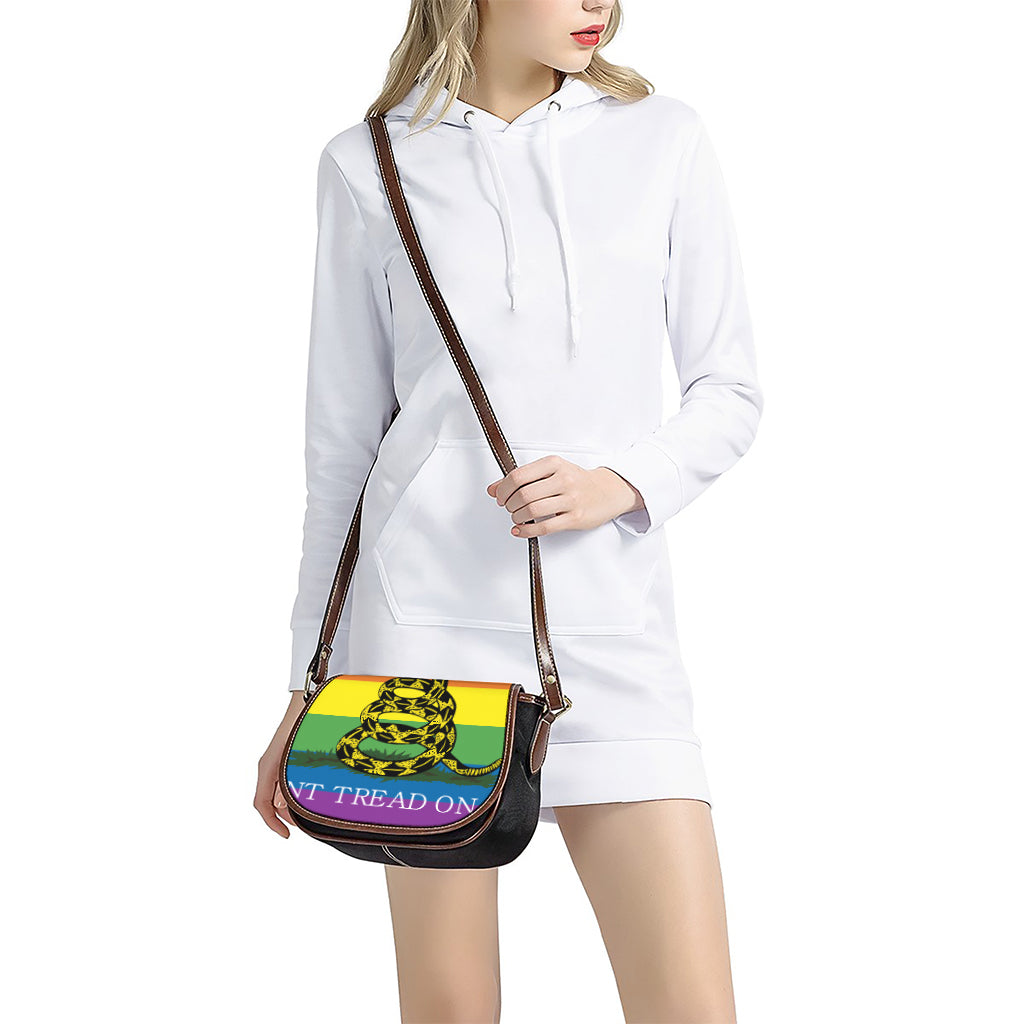 LGBT Rainbow Gadsden Flag Print Saddle Bag