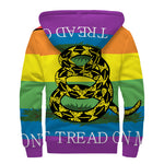 LGBT Rainbow Gadsden Flag Print Sherpa Lined Zip Up Hoodie