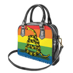 LGBT Rainbow Gadsden Flag Print Shoulder Handbag