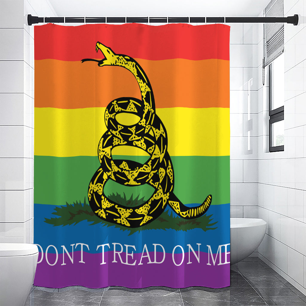 LGBT Rainbow Gadsden Flag Print Shower Curtain