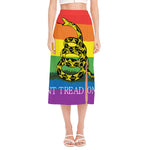 LGBT Rainbow Gadsden Flag Print Side Slit Midi Skirt